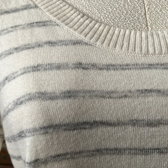 White and Grey Low Scoop Neck Sweater - Picture 5 of 11